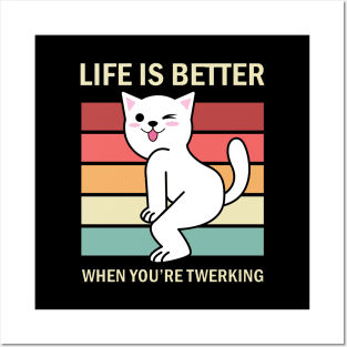 funny cat twerking, vintage Posters and Art